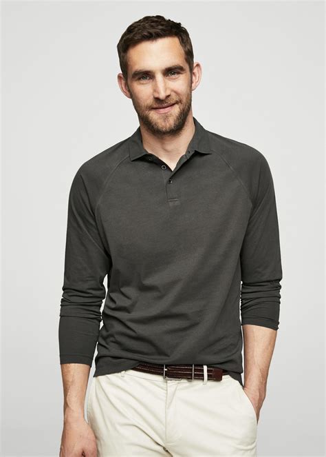 Download Long sleeves cotton polo - Men