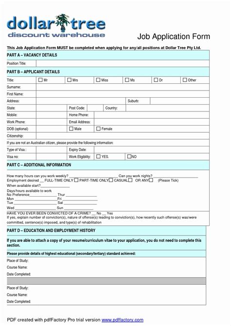 General Job Application form Elegant Dollar General Application Print