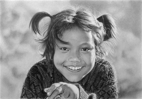 Pencil Portrait Of A Smiling Girl From Tatopani By Latestarter63 On