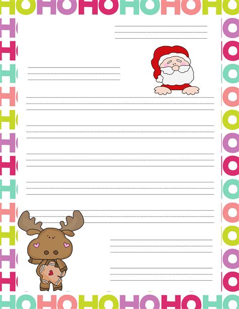 Christmas Reindeer Ruled Writing Paper Letter To Santa Or Grandma