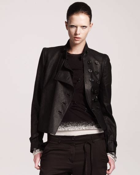 ann demeulemeester double breasted leather jacket