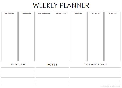 Calendar printable my calendar land 7 best of printable calendar week 1 free from printable one week calendar , source:www.printablee.com. Weekly Planner Template Printable Free | Blank Week ...