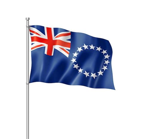 Bandeira Das Ilhas Cook Renderiza O Tridimensional Isolada Em Branco