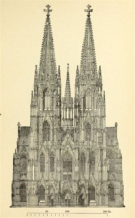 The Projected Facade Of The Cathedral Cologne Gothic Architecture