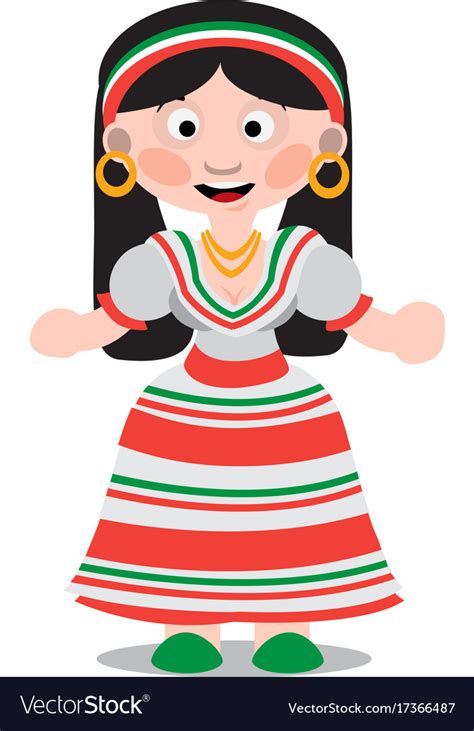 Mexican Dancer Girl Cartoon Character Woman Vector Image