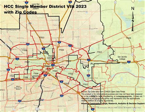 Single Member District Viii Map With Zip Codes Houston Community