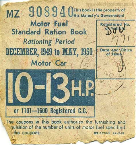 Petrol Ration Coupons From The 1940s 1950s