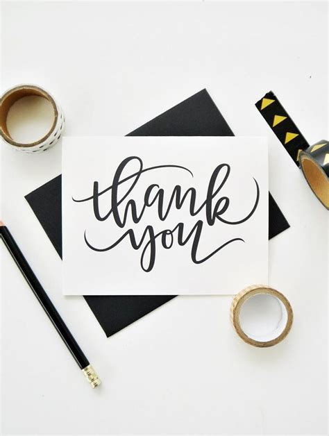 Calligraphy Thank You Card Thank You Card Modern Thank You Etsy