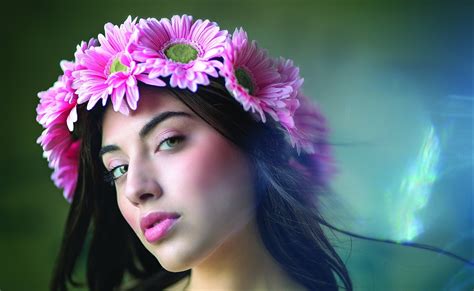 fond d écran femmes maquette portrait fleurs la photographie mode rose couleur fleur