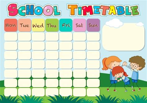 Free Vector School Timetable Template