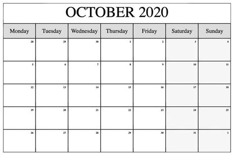 Editable Calendar October 2020 February Calendar Calendar Printables