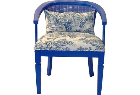 Blue Cane-Back Barrel Chair | Chair, Barrel chair, Gustavian furniture