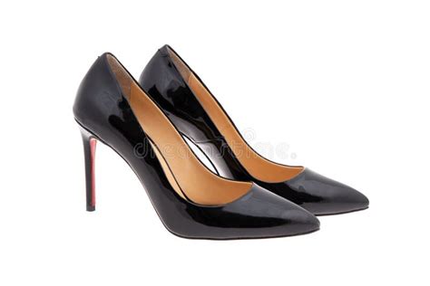 Elegant Expensive Black High Heel Women Shoes Isolated On White