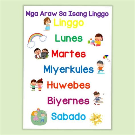 mga araw sa isang linggo filipino tagalog laminated chart a size porn sex picture