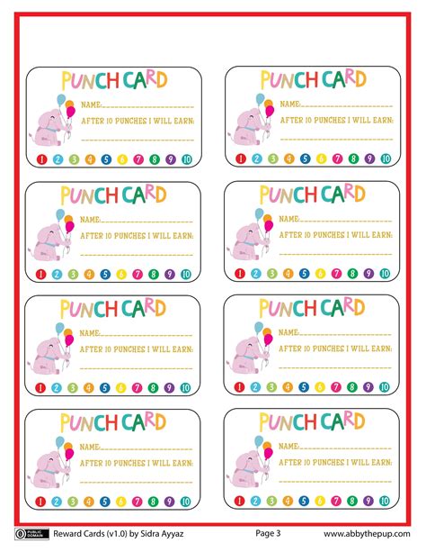 Free Printable Punch Cards For Students