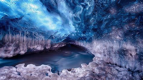 Hd Wallpaper Cave Blue Cave Nature Ice Cave Underwater Rock No