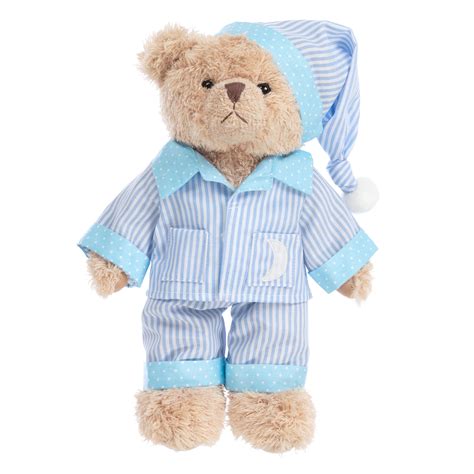 Powell Craft Blue Stripe Pyjama Teddy Bear 30cm Childrensalon