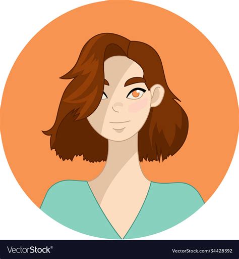 Cartoon Brunette Girl Brown Hair Woman Character Vector Image