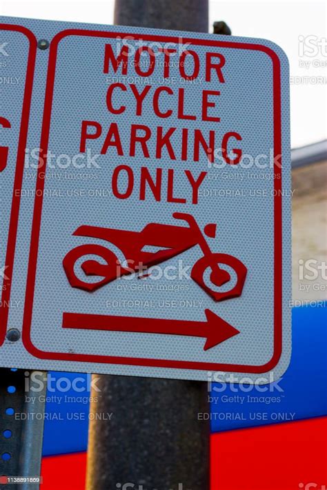 Motorcycle Parking Only Sign Stock Photo Download Image Now Bike