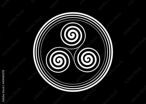 Triskelion Or Triskele Round Symbol Triple Spiral Celtic Sign Wiccan
