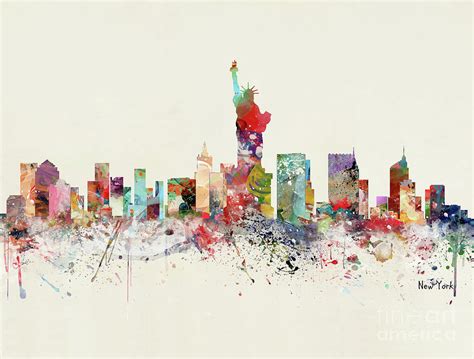 New York Skyline Painting By Bri Buckley Fine Art America