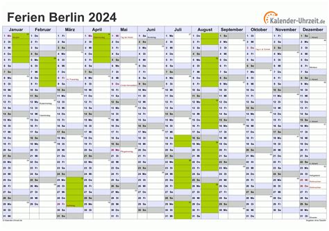 Ferien Berlin 2024 Ferienkalender Zum Ausdrucken