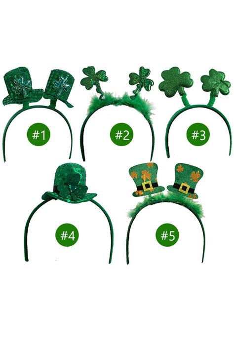 St Patricks Day Headbands Shamrock Head Boppers For Irish Party Accessories