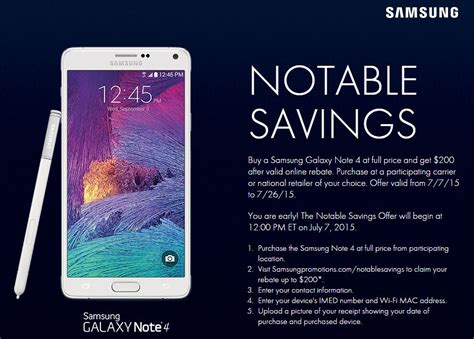 Samsung Mail In Rebate Note 4