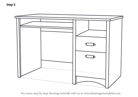 How To Draw A Computer Desk Furniture Step By Step