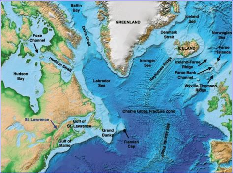 topographic map   north atlantic ocean source noaa