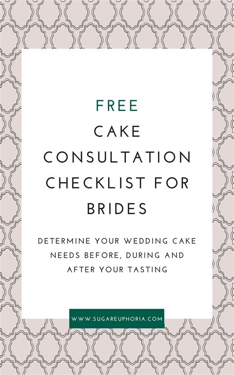 Free Cake Consultation Checklist For Brides Wedding Cakes Wedding