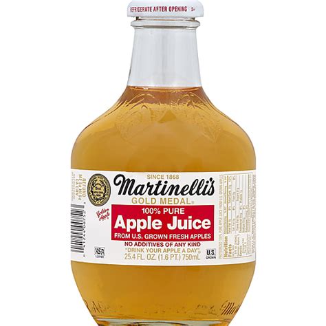 Martinellis Gold Medal Apple Juice 100 Pure 254 Fl Oz Glass