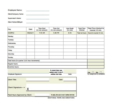 23 Overtime Sheet Templates Free Sample Example Format Download