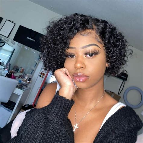 Short Cut Wig Water Wave Lace Front Wigs 10 Inch Bouncy Curly 180