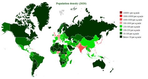 Countries By Population Density 2021 Country Density One In A Million