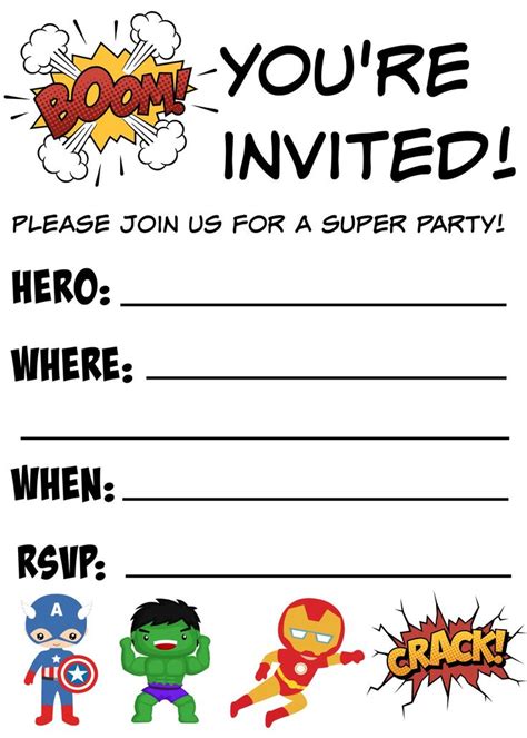 Free Superhero Birthday Invitations Printable
