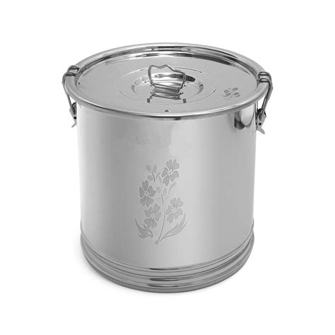 cosovo® stainless steel storage box drum steel container steel kothi kitchen rice flour