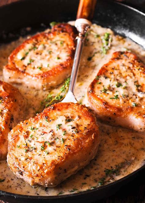 Boneless Pork Chops In Creamy Garlic And Herb Wine Sauce Whats In