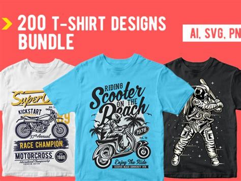 200 T-shirt Designs Bundle To Download - Ai Svg Png - Buy T-shirt Designs