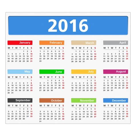 Plantilla Vector Calendario 2016 Imágenes De Stock De Arte Vectorial