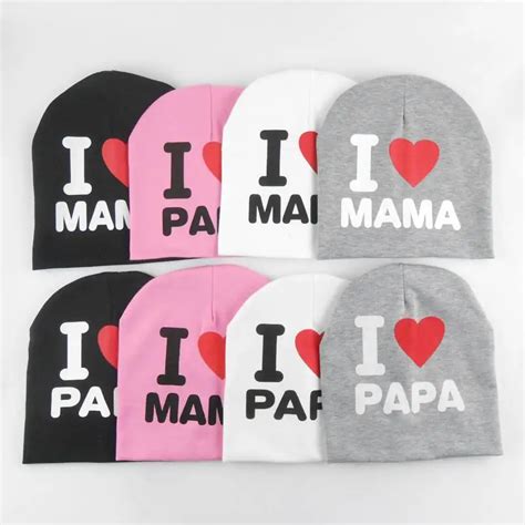 Cute Baby Toddler Child Kids I Love Mama Papa Printed Cotton Knitted Winter Warm Cap Boy Girl