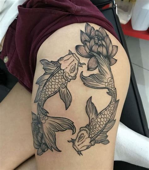 Koi Fish Tattoo With Lotus Flowers
