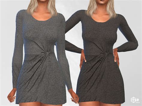 The Sims Resource Grey Melange Jersey Dresses