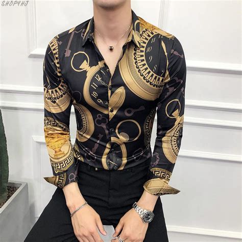Local Gold Mens Fashion Casual Slim Fit Long Sleeved Shirt Designers