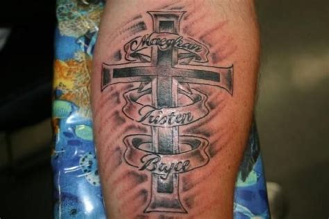 The trunk of the tree will include the names of your grandparents, or you can include just the family name. Cross With Childrens Names Tattoos | Tattoos for childrens ...