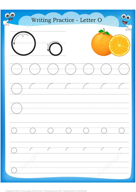 Letter O Is For Orange Handwriting Practice Worksheet Free Printable