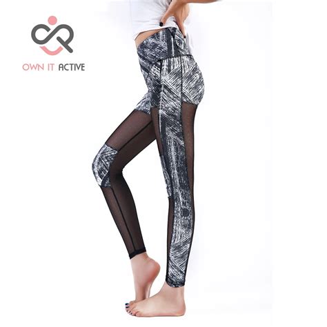 womens gym yoga pants see through panel stylish sport leggings sport pants fitness running