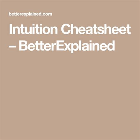 Intuition Cheatsheet Betterexplained Intuition Homeschool Floss
