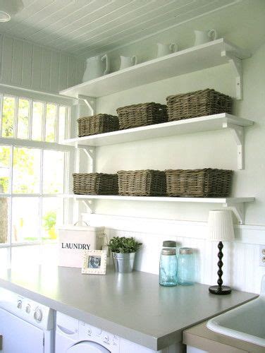 Find smart ways to add more storage space. Laundry room with Ikea shelves | Laundry Room | Pinterest
