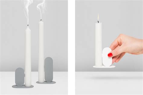 Nose Is A Minimal Candle Holder Evoking An Abstract Profile Whose Nose Serves To Hold The Candle